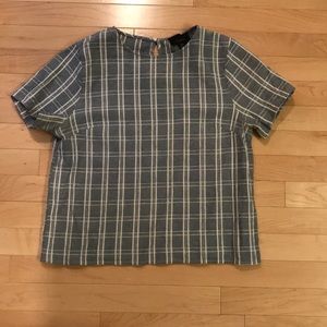 SOLD Linen blue and white crop top